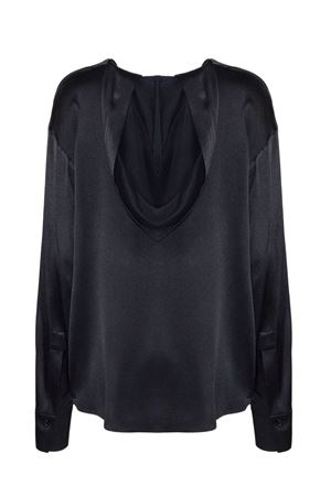 Blusa in seta nera con cappuccio SEMI COUTURE | Y6SM14Y690